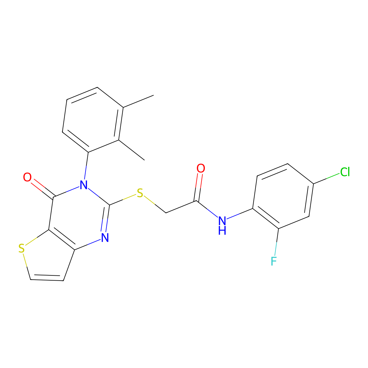 N-(4-chloro-2-fluorophenyl)-2-{[3-(2,3-dimethylphenyl)-4-oxo-3,4-dihydrothieno[3,2-d]pyrimidin-2-yl]sulfanyl}acetamide molecular structure, CAS 1291835-75-0