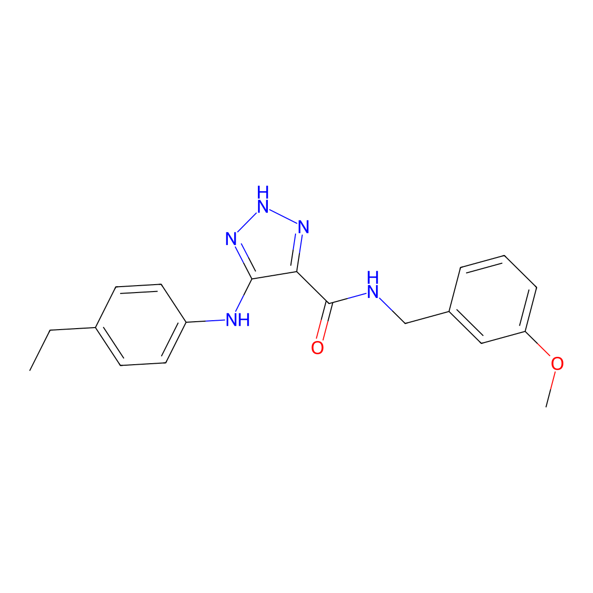 5-((4-ethylphenyl)amino)-N-(3-methoxybenzyl)-1H-1,2,3-triazole-4-carboxamide molecular structure, CAS 1291836-34-4