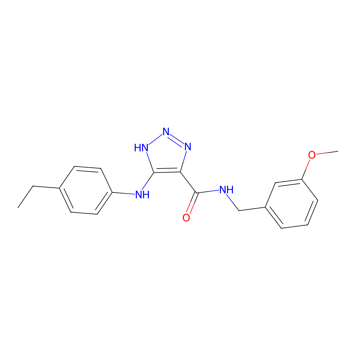 5-((4-ethylphenyl)amino)-N-(3-methoxybenzyl)-1H-1,2,3-triazole-4-carboxamide molecular structure, CAS 1291836-34-4