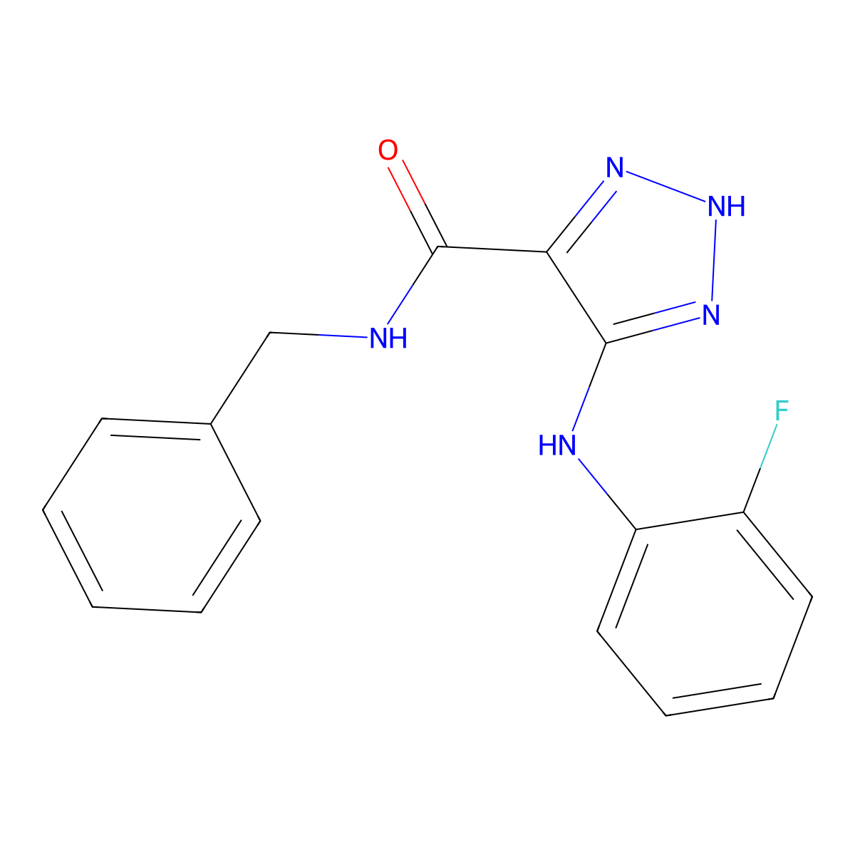 N-benzyl-5-((2-fluorophenyl)amino)-1H-1,2,3-triazole-4-carboxamide molecular structure, CAS 1291836-65-1