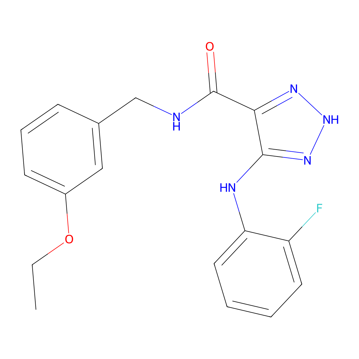 N-(3-ethoxybenzyl)-5-((2-fluorophenyl)amino)-1H-1,2,3-triazole-4-carboxamide molecular structure, CAS 1291836-67-3