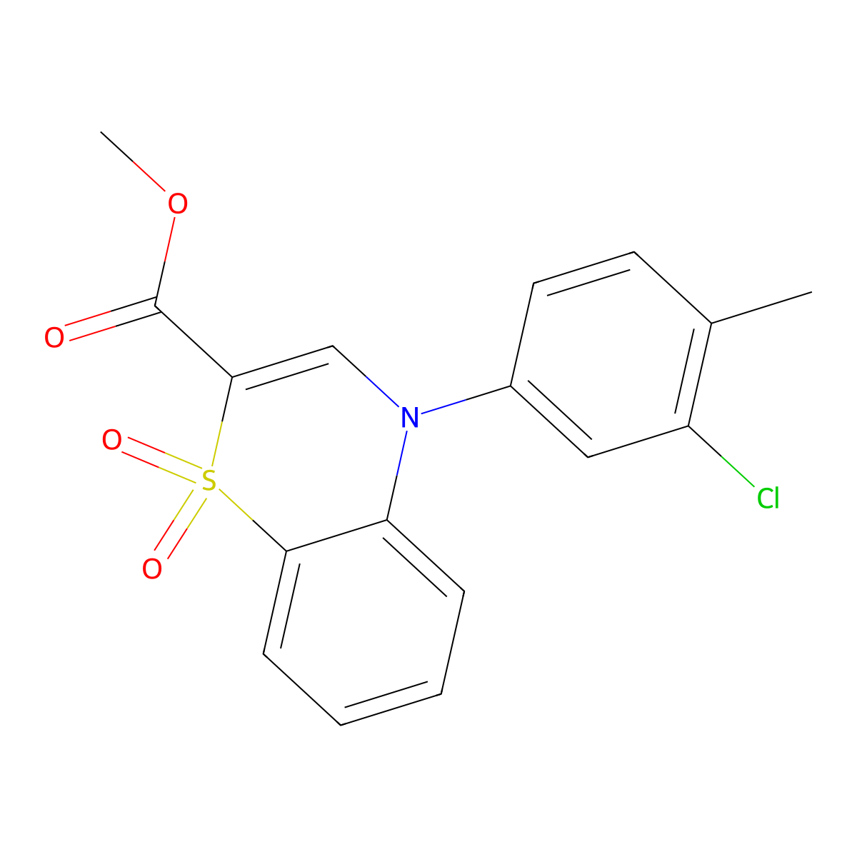 methyl 4-(3-chloro-4-methylphenyl)-4H-1,4-benzothiazine-2-carboxylate 1,1-dioxide molecular structure, CAS 1291836-78-6