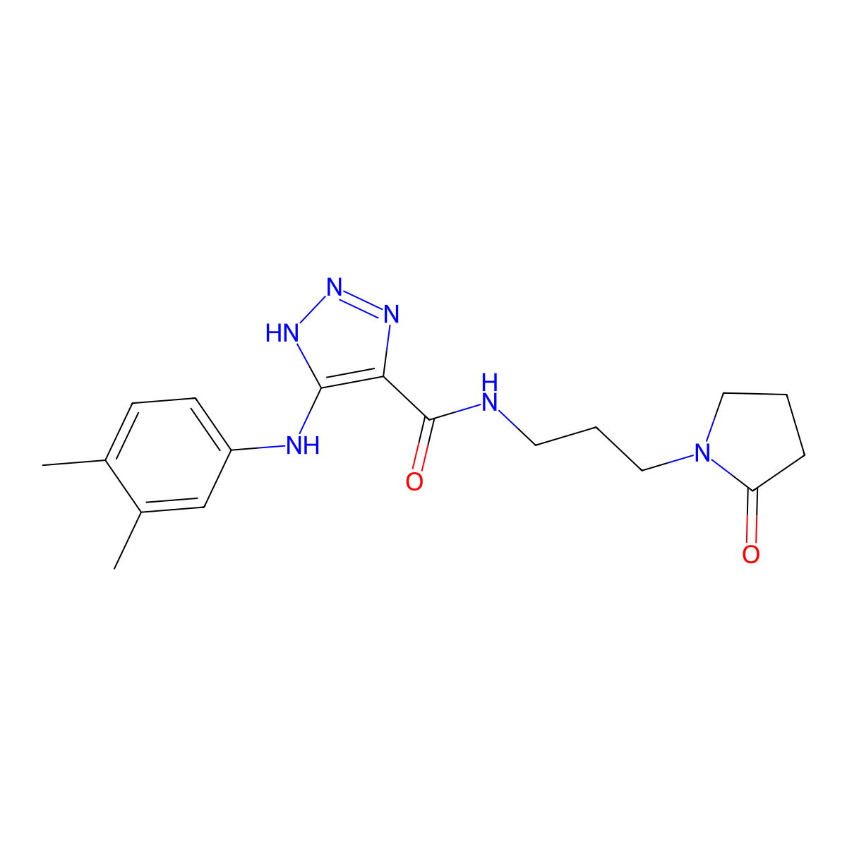 5-((3,4-dimethylphenyl)amino)-N-(3-(2-oxopyrrolidin-1-yl)propyl)-1H-1,2,3-triazole-4-carboxamide molecular structure, CAS 1291836-97-9