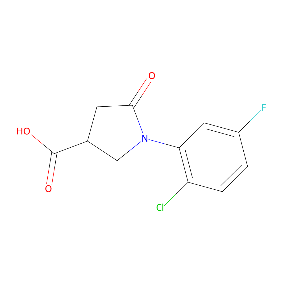 1-(2-Chloro-5-fluorophenyl)-5-oxopyrrolidine-3-carboxylic acid molecular structure, CAS 1291837-07-4