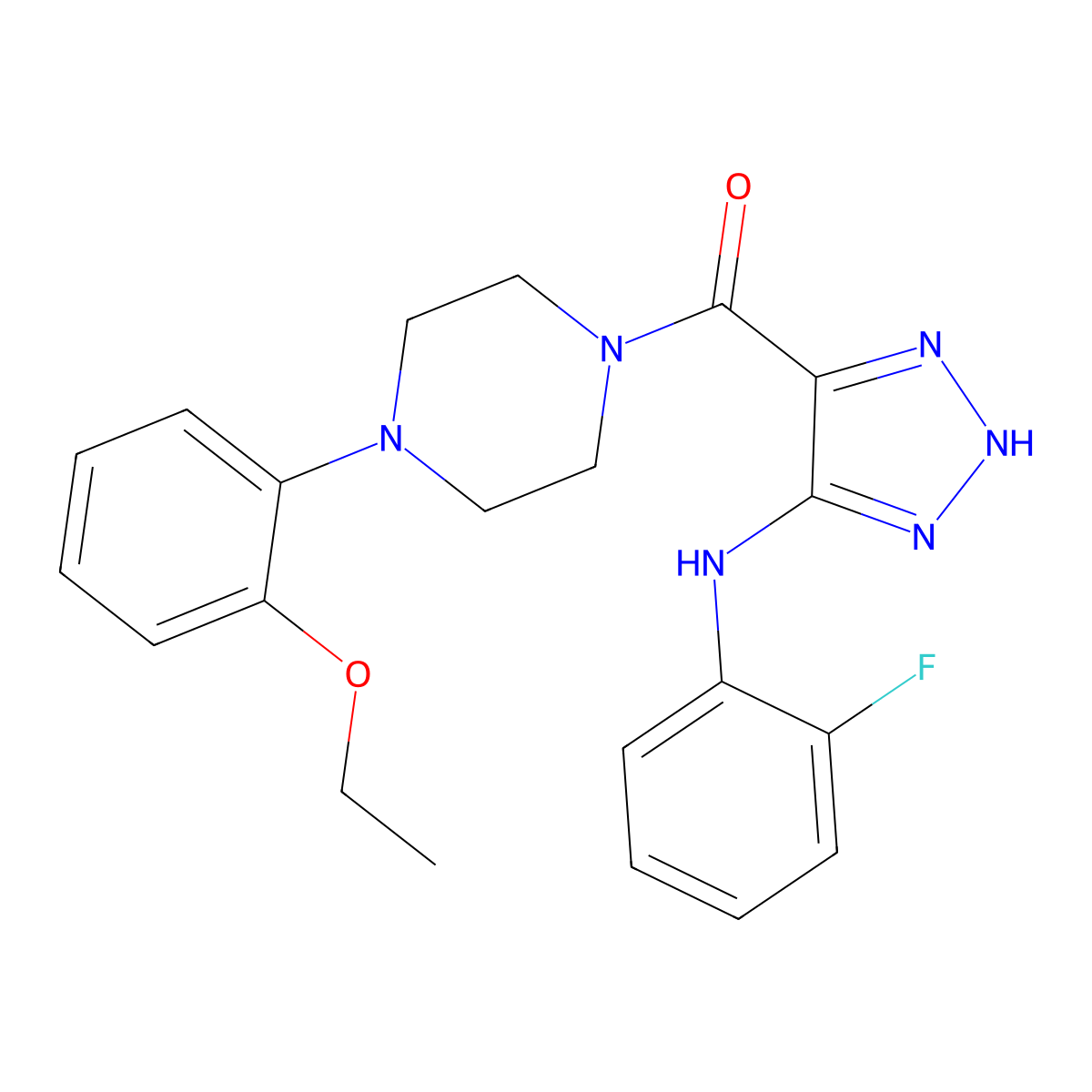 (4-(2-ethoxyphenyl)piperazin-1-yl)(5-((2-fluorophenyl)amino)-1H-1,2,3-triazol-4-yl)methanone molecular structure, CAS 1291837-22-3