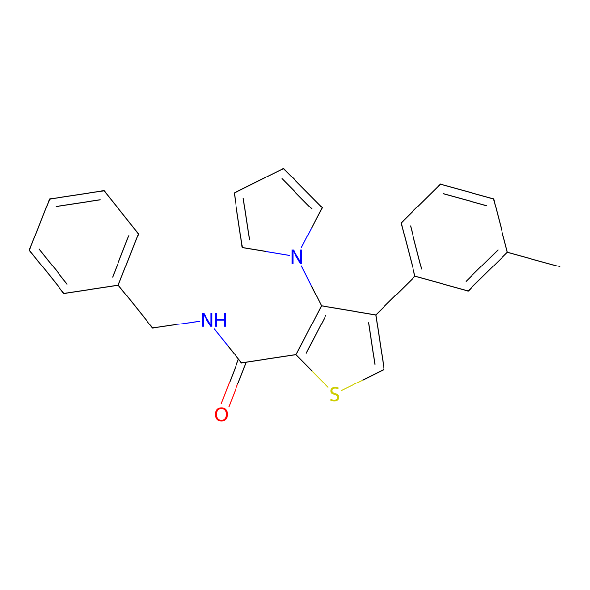 N-benzyl-4-(3-methylphenyl)-3-(1H-pyrrol-1-yl)thiophene-2-carboxamide molecular structure, CAS 1291837-74-5