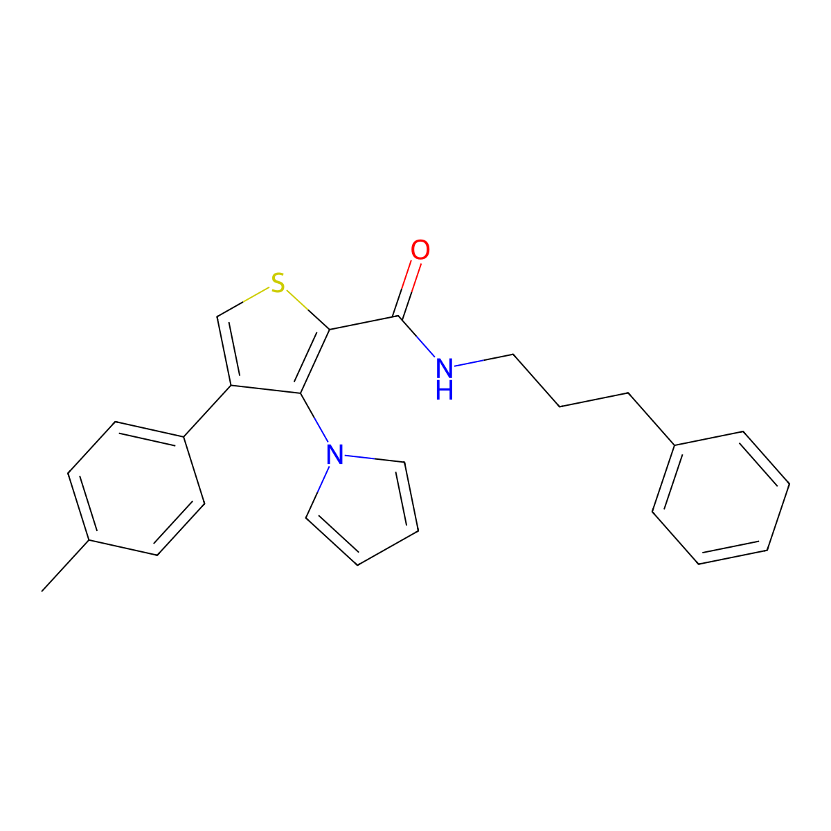 4-(4-methylphenyl)-N-(3-phenylpropyl)-3-(1H-pyrrol-1-yl)thiophene-2-carboxamide molecular structure, CAS 1291837-84-7