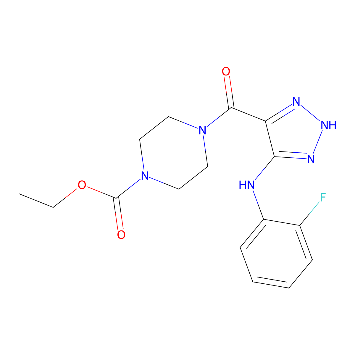 ethyl 4-({5-[(2-fluorophenyl)amino]-1H-1,2,3-triazol-4-yl}carbonyl)piperazine-1-carboxylate molecular structure, CAS 1291837-86-9