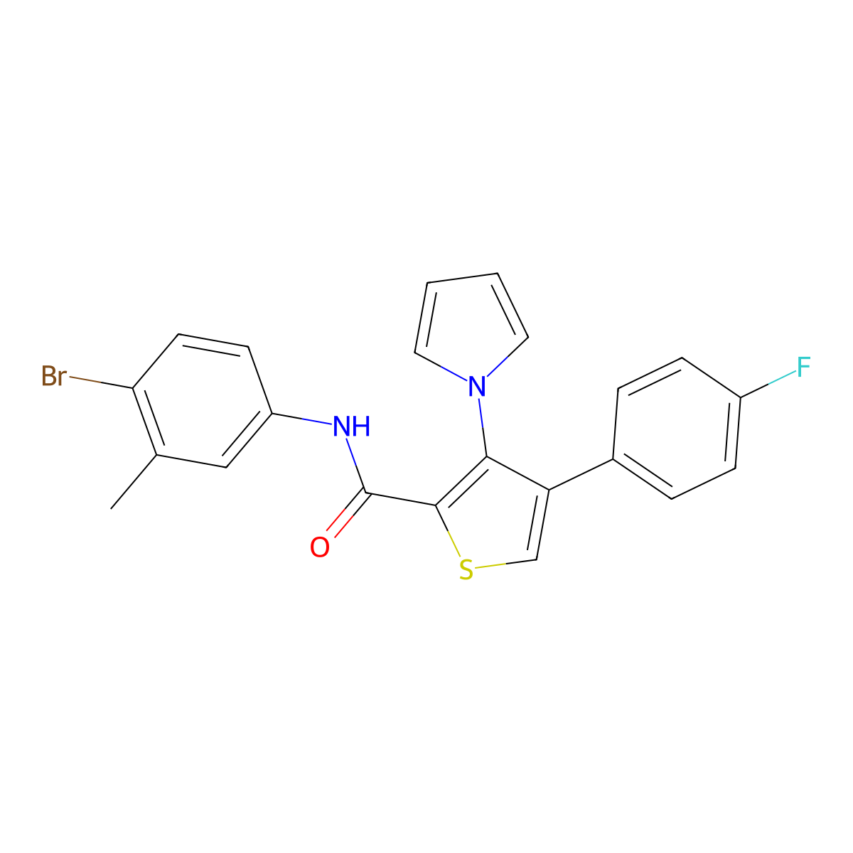 N-(4-bromo-3-methylphenyl)-4-(4-fluorophenyl)-3-(1H-pyrrol-1-yl)thiophene-2-carboxamide molecular structure, CAS 1291837-90-5