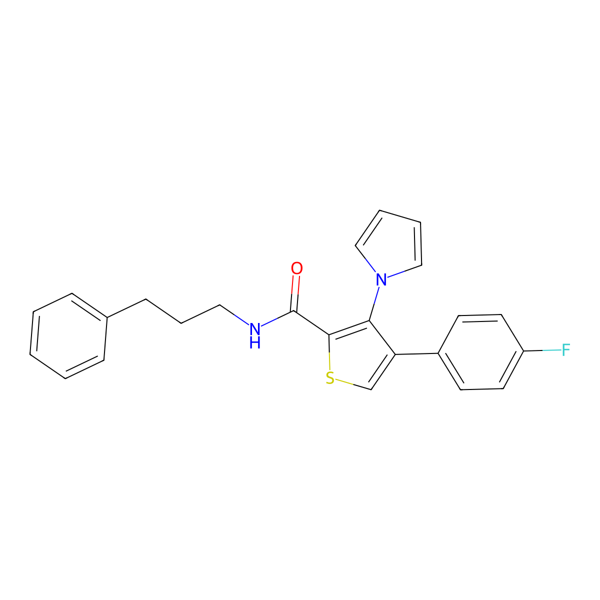 4-(4-fluorophenyl)-N-(3-phenylpropyl)-3-(1H-pyrrol-1-yl)thiophene-2-carboxamide molecular structure, CAS 1291837-98-3