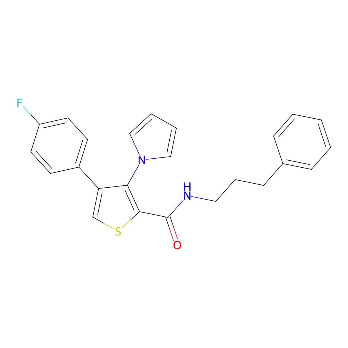 4-(4-fluorophenyl)-N-(3-phenylpropyl)-3-(1H-pyrrol-1-yl)thiophene-2-carboxamide molecular structure, CAS 1291837-98-3