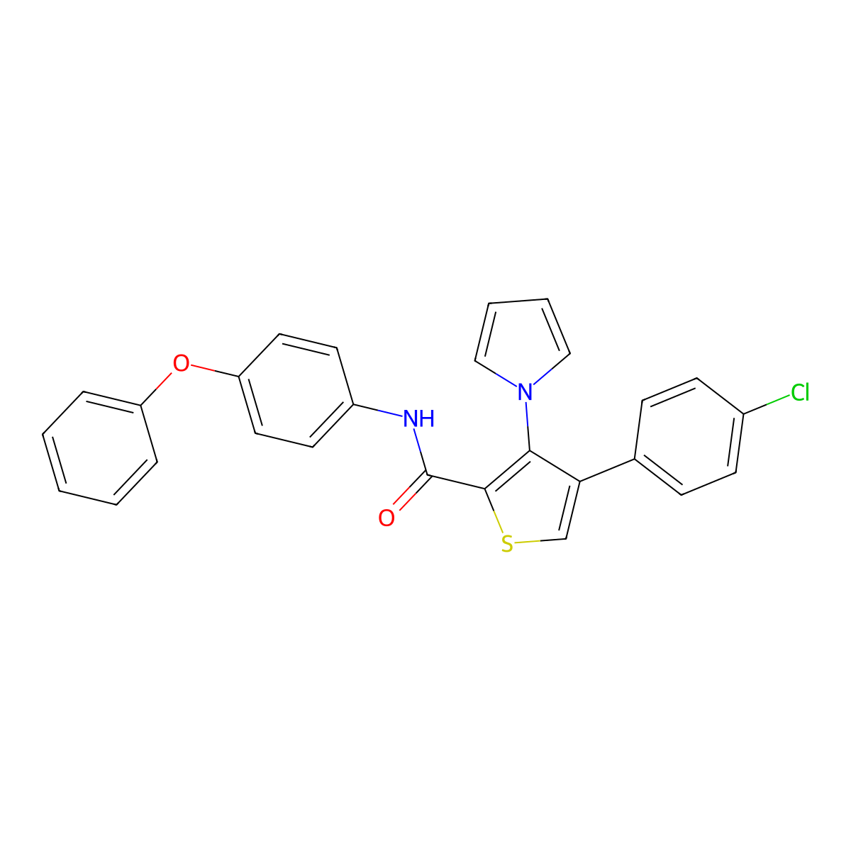 4-(4-chlorophenyl)-N-(4-phenoxyphenyl)-3-(1H-pyrrol-1-yl)thiophene-2-carboxamide molecular structure, CAS 1291838-11-3