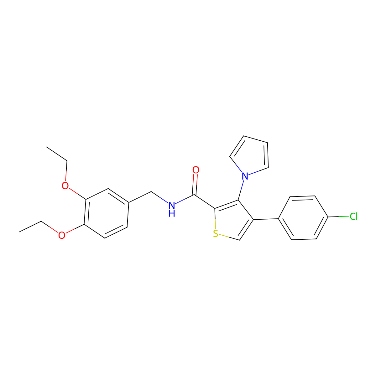 4-(4-chlorophenyl)-N-(3,4-diethoxybenzyl)-3-(1H-pyrrol-1-yl)thiophene-2-carboxamide molecular structure, CAS 1291838-16-8