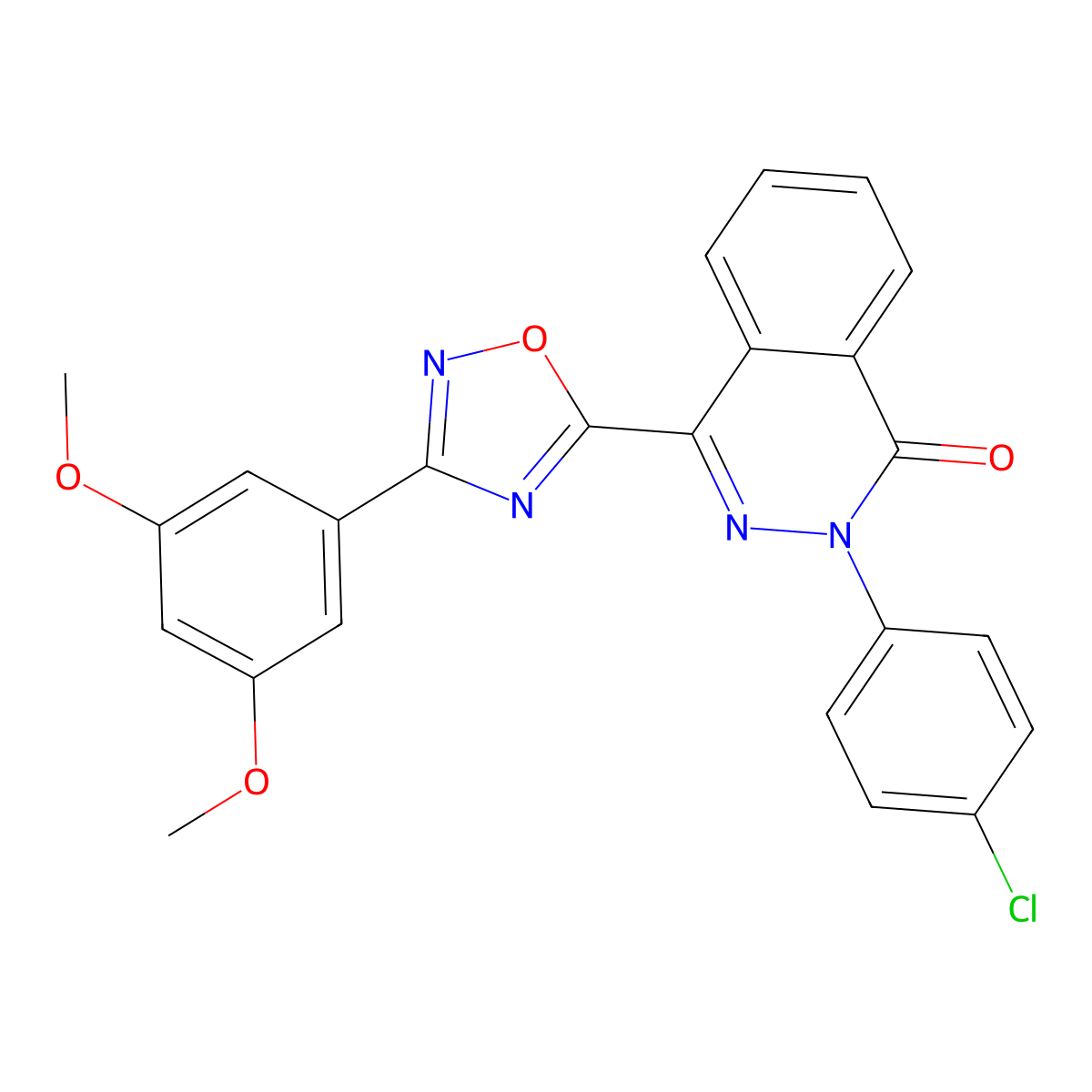 2-(4-chlorophenyl)-4-[3-(3,5-dimethoxyphenyl)-1,2,4-oxadiazol-5-yl]phthalazin-1(2H)-one molecular structure, CAS 1291838-43-1