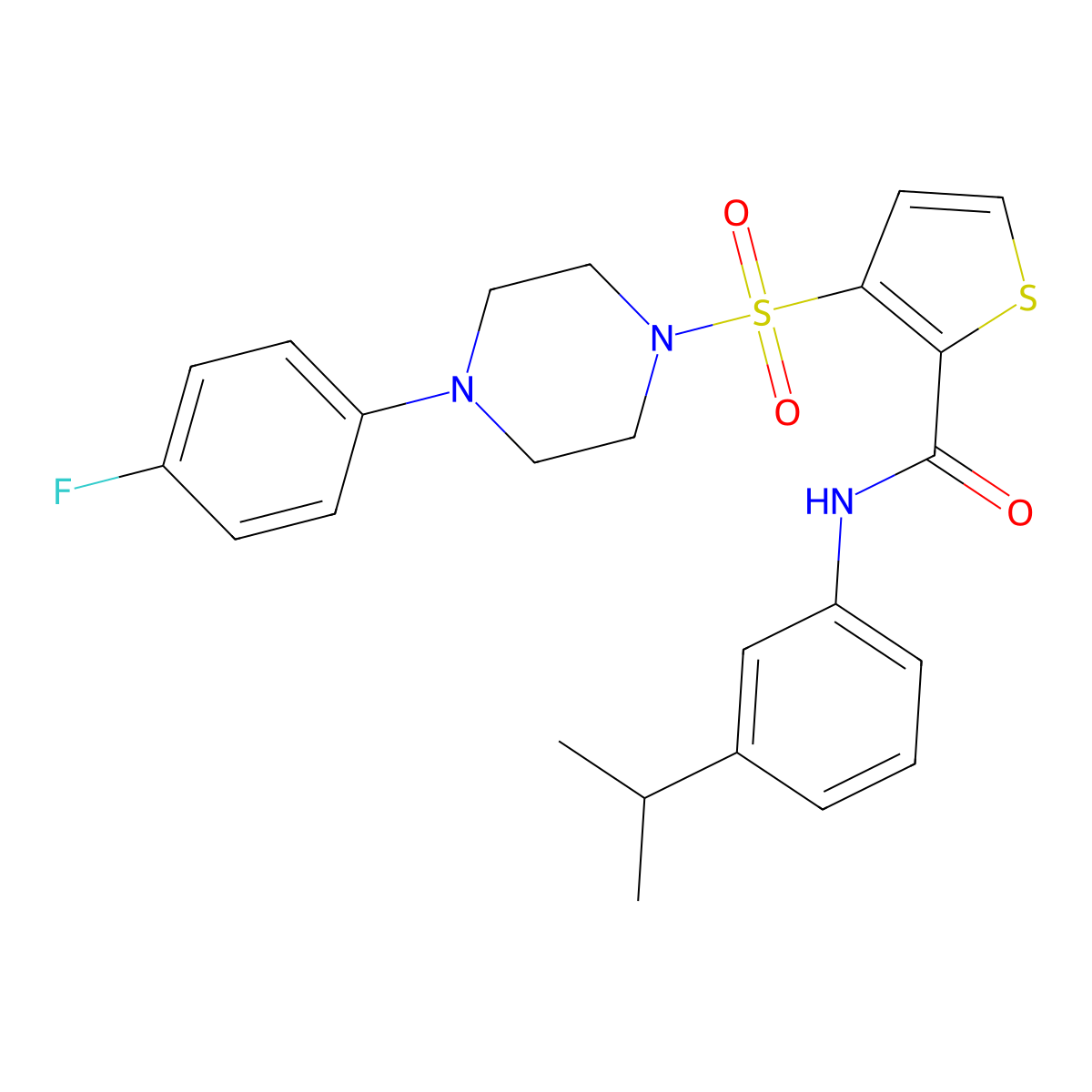3-{[4-(4-fluorophenyl)piperazin-1-yl]sulfonyl}-N-[3-(propan-2-yl)phenyl]thiophene-2-carboxamide molecular structure, CAS 1291838-61-3