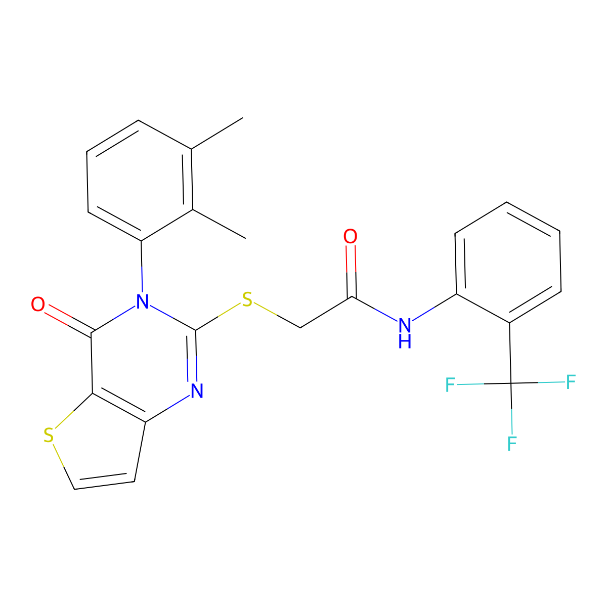 2-{[3-(2,3-dimethylphenyl)-4-oxo-3,4-dihydrothieno[3,2-d]pyrimidin-2-yl]sulfanyl}-N-[2-(trifluoromethyl)phenyl]acetamide molecular structure, CAS 1291839-09-2