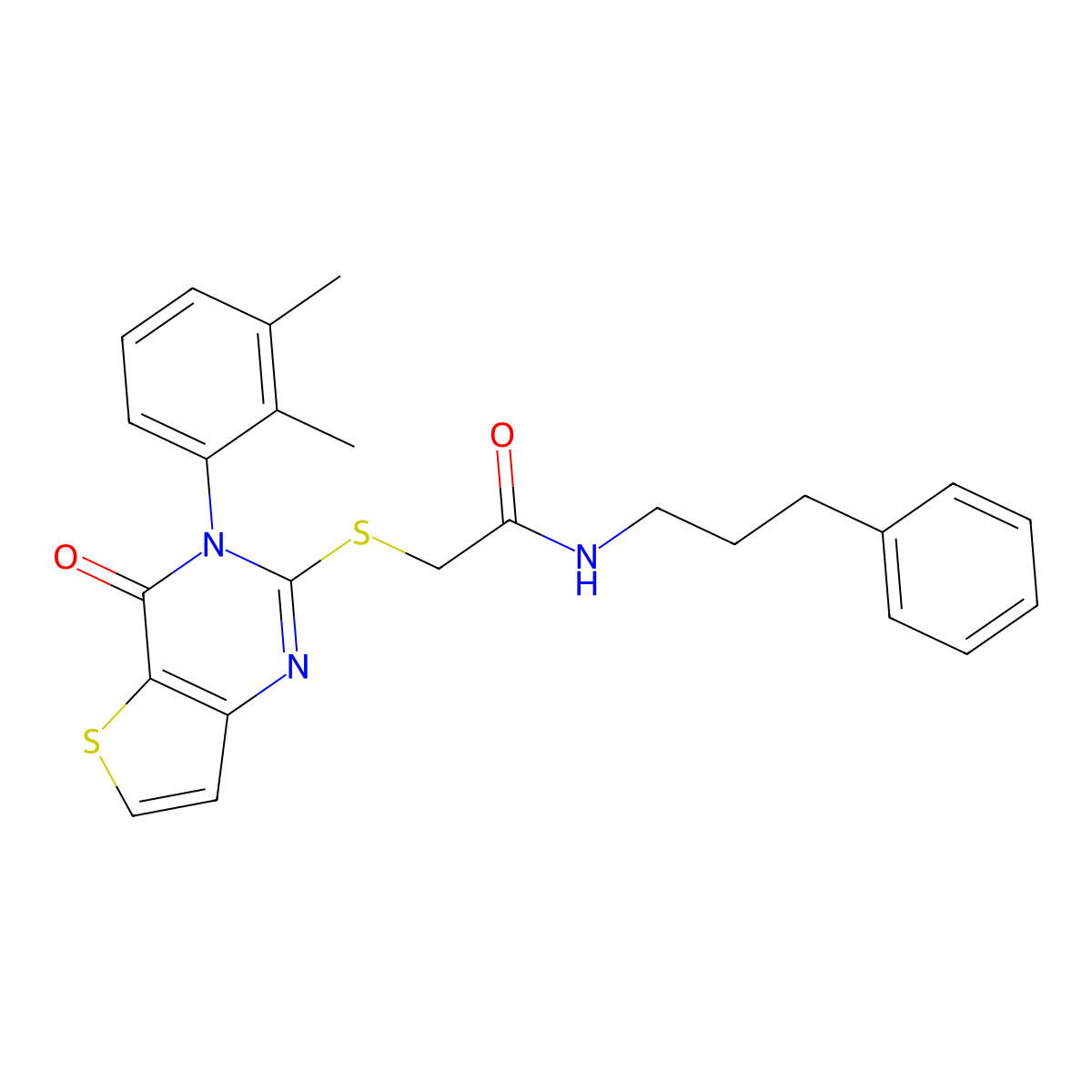 2-{[3-(2,3-dimethylphenyl)-4-oxo-3,4-dihydrothieno[3,2-d]pyrimidin-2-yl]sulfanyl}-N-(3-phenylpropyl)acetamide molecular structure, CAS 1291839-15-0
