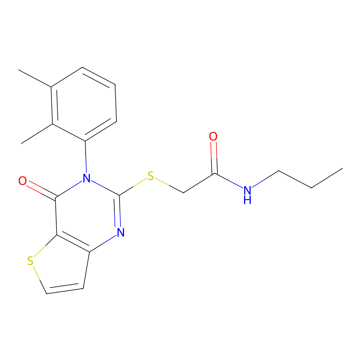 2-{[3-(2,3-dimethylphenyl)-4-oxo-3,4-dihydrothieno[3,2-d]pyrimidin-2-yl]sulfanyl}-N-propylacetamide molecular structure, CAS 1291839-18-3