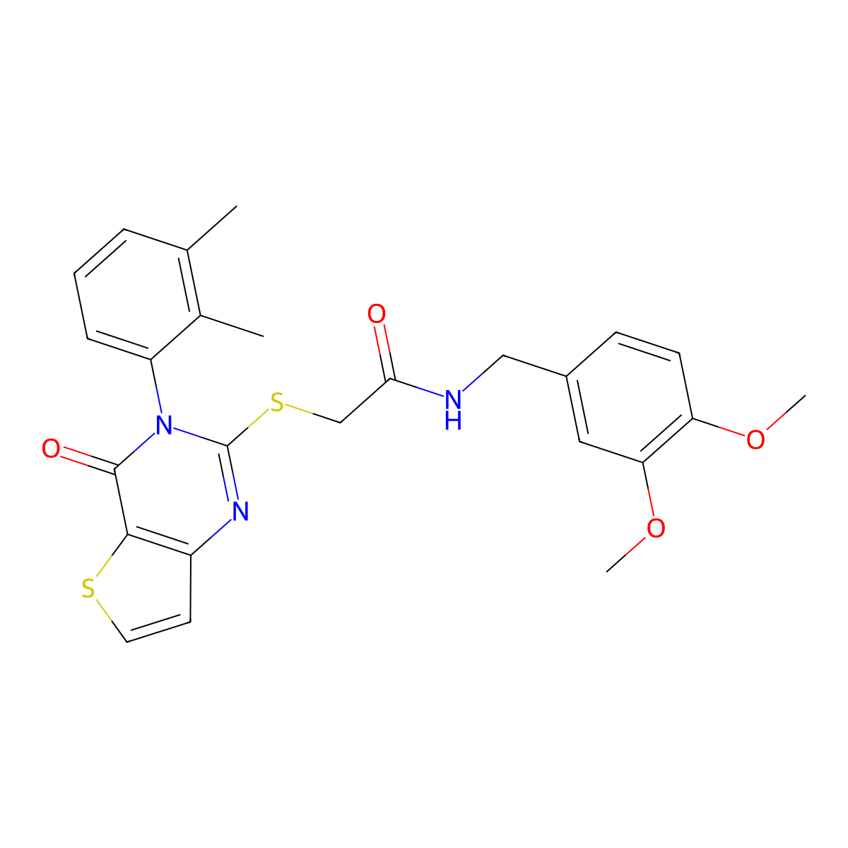 N-(3,4-dimethoxybenzyl)-2-{[3-(2,3-dimethylphenyl)-4-oxo-3,4-dihydrothieno[3,2-d]pyrimidin-2-yl]sulfanyl}acetamide molecular structure, CAS 1291839-21-8