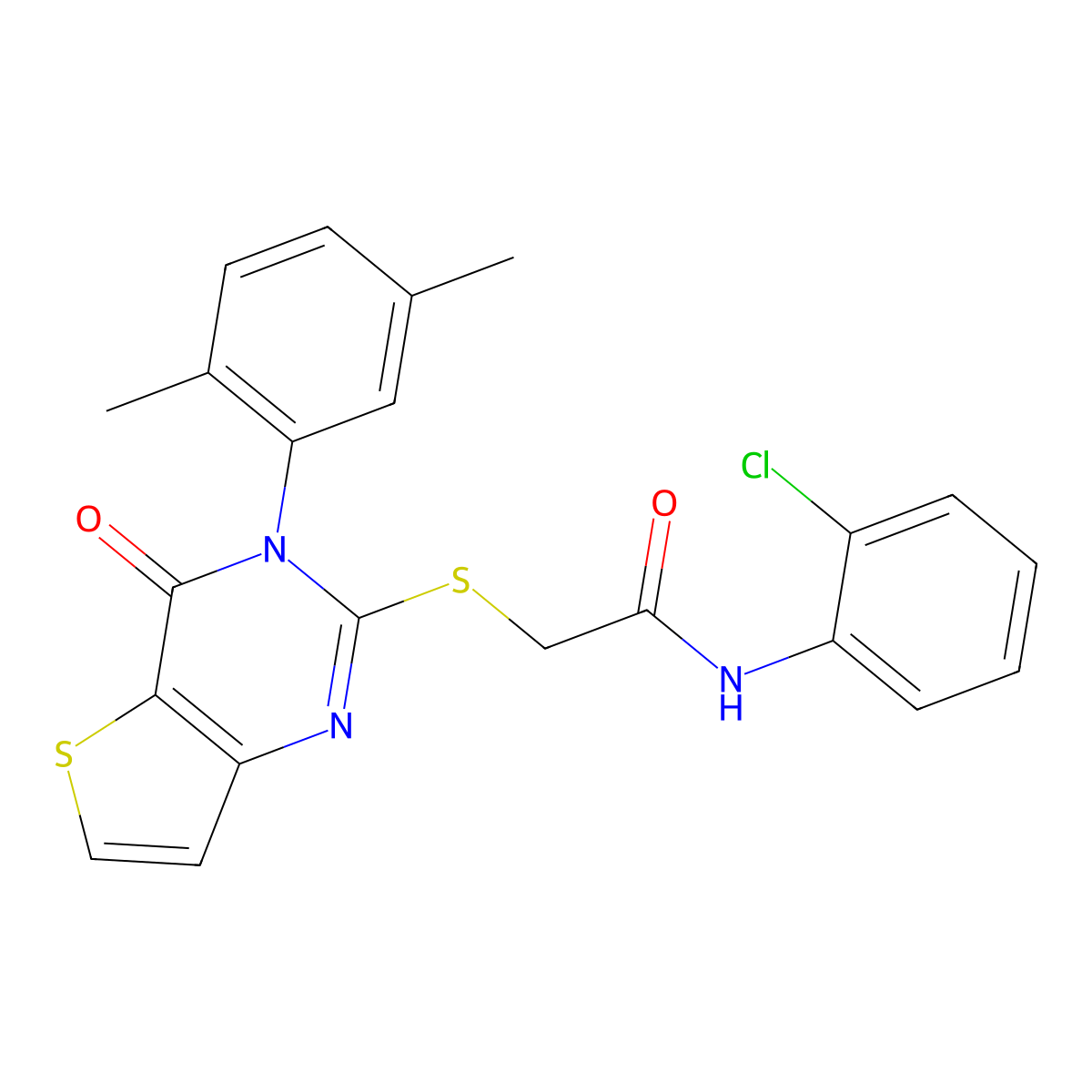 N-(2-chlorophenyl)-2-{[3-(2,5-dimethylphenyl)-4-oxo-3,4-dihydrothieno[3,2-d]pyrimidin-2-yl]sulfanyl}acetamide molecular structure, CAS 1291839-33-2