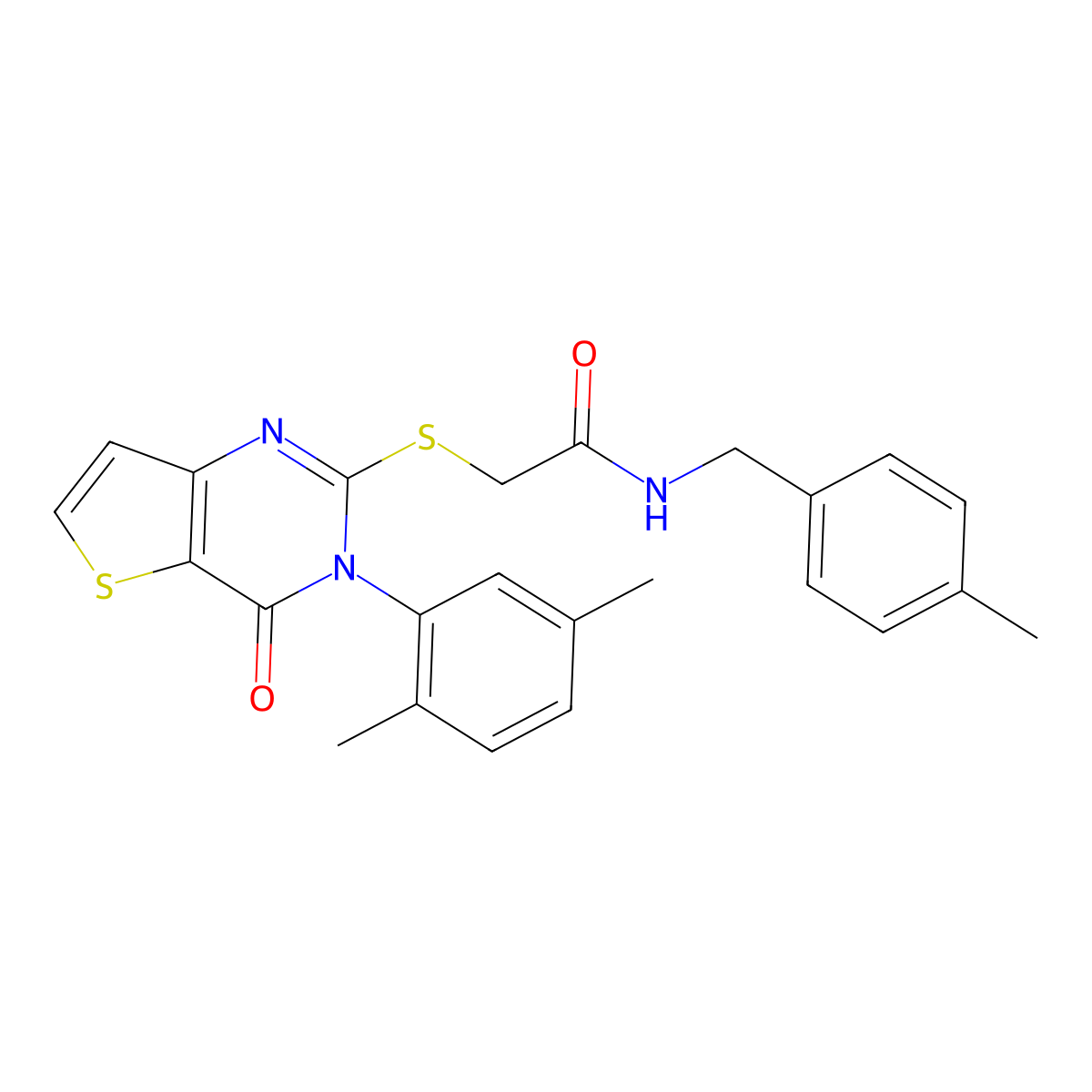 2-{[3-(2,5-dimethylphenyl)-4-oxo-3,4-dihydrothieno[3,2-d]pyrimidin-2-yl]sulfanyl}-N-(4-methylbenzyl)acetamide molecular structure, CAS 1291839-35-4