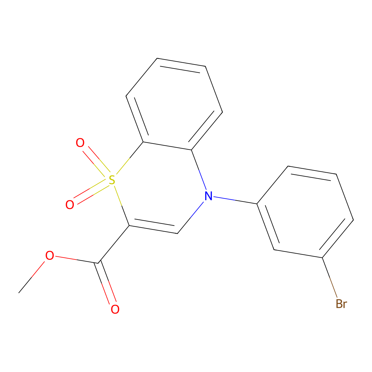 methyl 4-(3-bromophenyl)-4H-1,4-benzothiazine-2-carboxylate 1,1-dioxide molecular structure, CAS 1291839-72-9