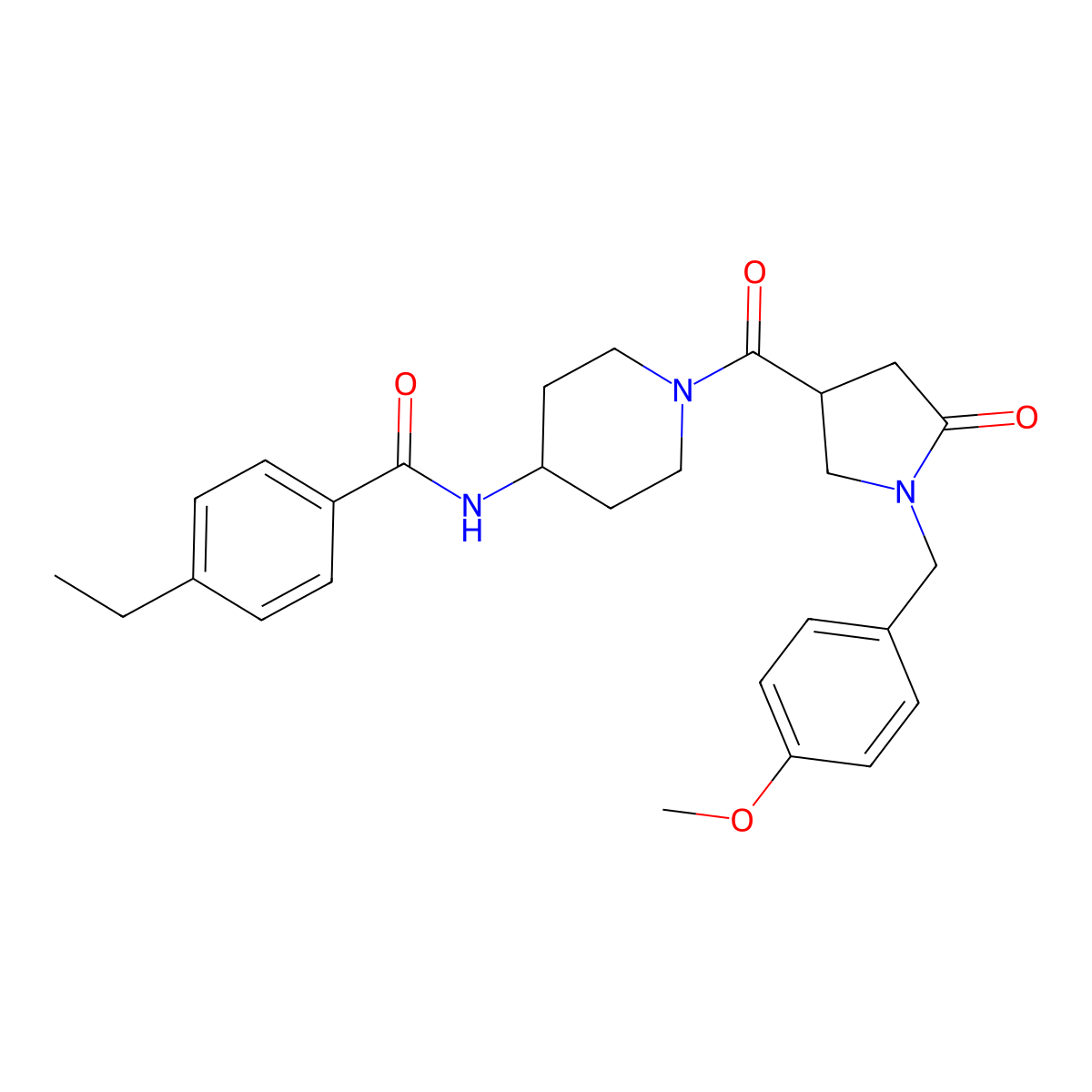 4-ethyl-N-(1-{[1-(4-methoxybenzyl)-5-oxopyrrolidin-3-yl]carbonyl}piperidin-4-yl)benzamide molecular structure, CAS 1291840-01-1