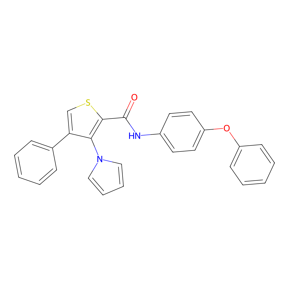 N-(4-phenoxyphenyl)-4-phenyl-3-(1H-pyrrol-1-yl)thiophene-2-carboxamide molecular structure, CAS 1291840-05-5