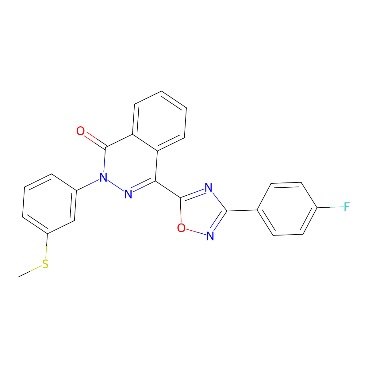 4-(3-(4-fluorophenyl)-1,2,4-oxadiazol-5-yl)-2-(3-(methylthio)phenyl)phthalazin-1(2H)-one molecular structure, CAS 1291840-67-9