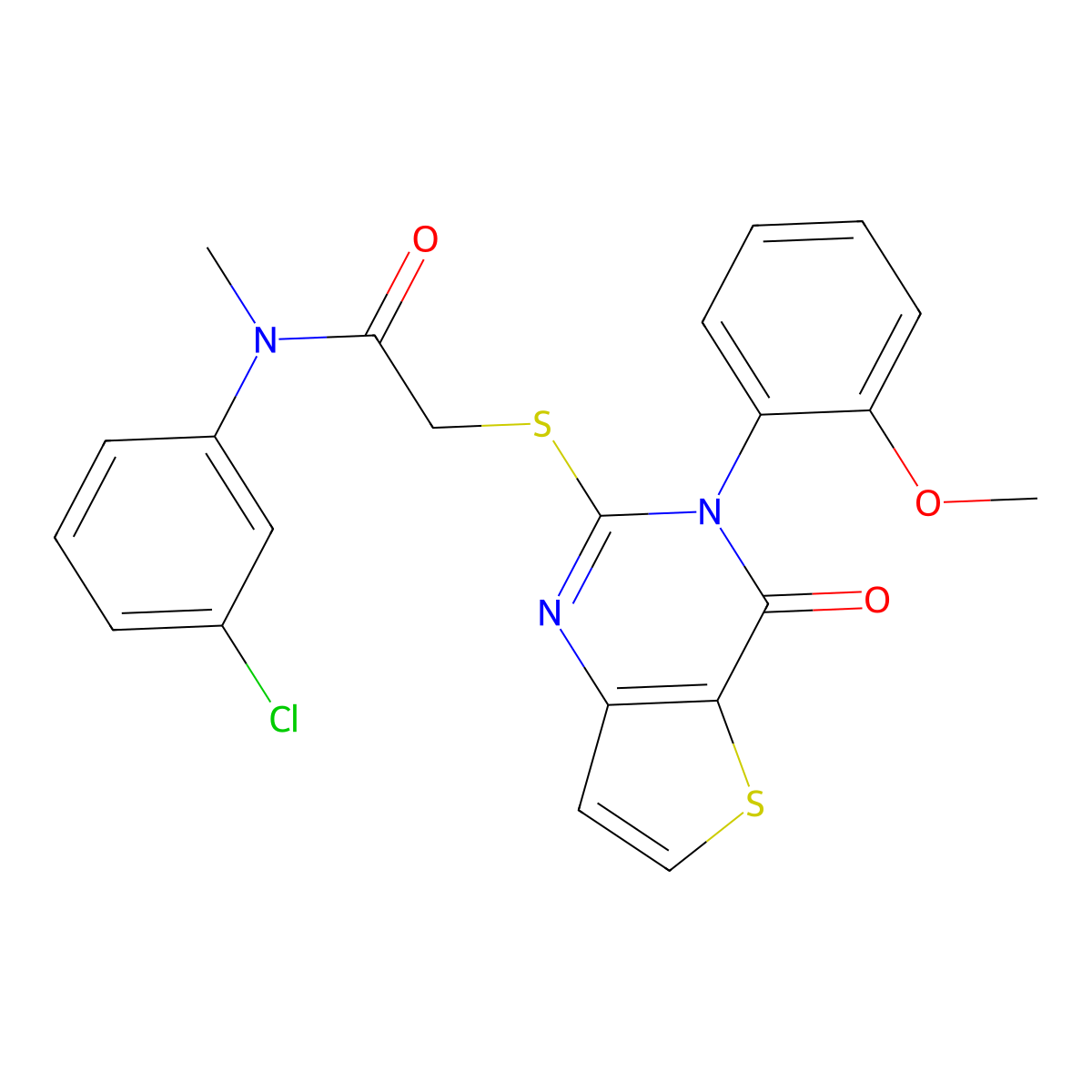 N-(3-chlorophenyl)-2-{[3-(2-methoxyphenyl)-4-oxo-3,4-dihydrothieno[3,2-d]pyrimidin-2-yl]sulfanyl}-N-methylacetamide molecular structure, CAS 1291841-22-9