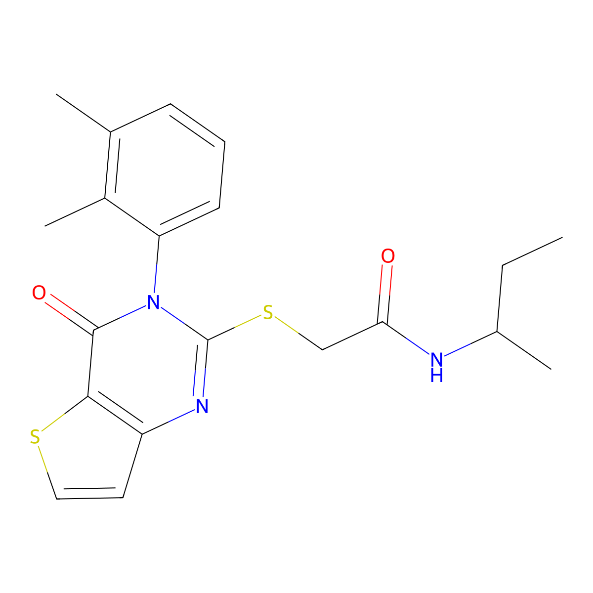 N-(butan-2-yl)-2-{[3-(2,3-dimethylphenyl)-4-oxo-3,4-dihydrothieno[3,2-d]pyrimidin-2-yl]sulfanyl}acetamide molecular structure, CAS 1291841-25-2
