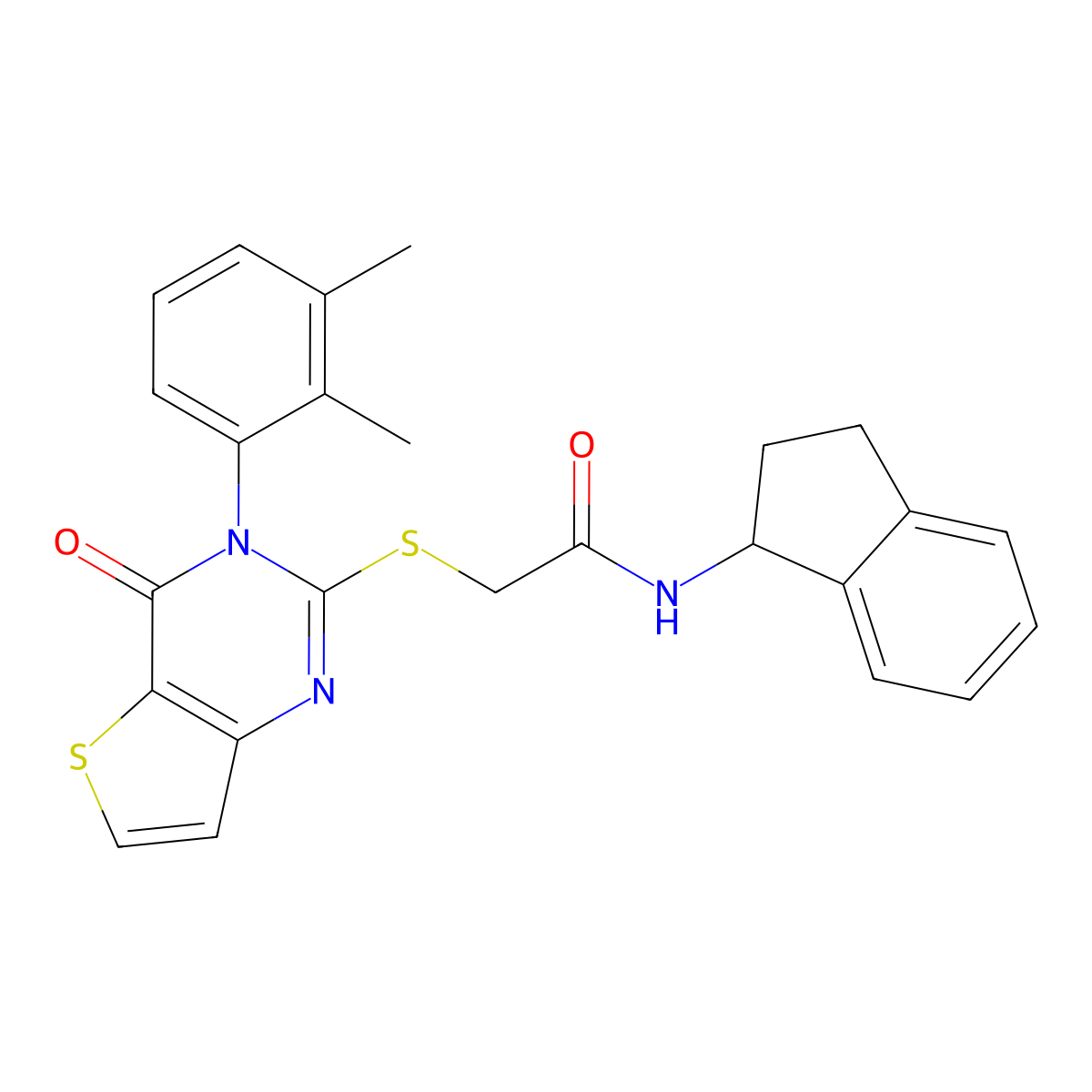 N-(2,3-dihydro-1H-inden-1-yl)-2-{[3-(2,3-dimethylphenyl)-4-oxo-3H,4H-thieno[3,2-d]pyrimidin-2-yl]sulfanyl}acetamide molecular structure, CAS 1291841-28-5