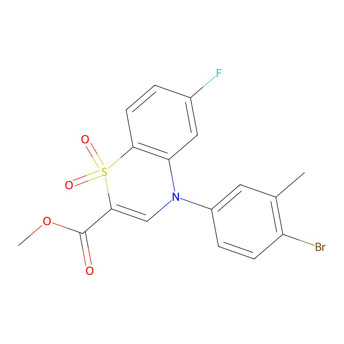 methyl 4-(4-bromo-3-methylphenyl)-6-fluoro-4H-1,4-benzothiazine-2-carboxylate 1,1-dioxide molecular structure, CAS 1291842-04-0