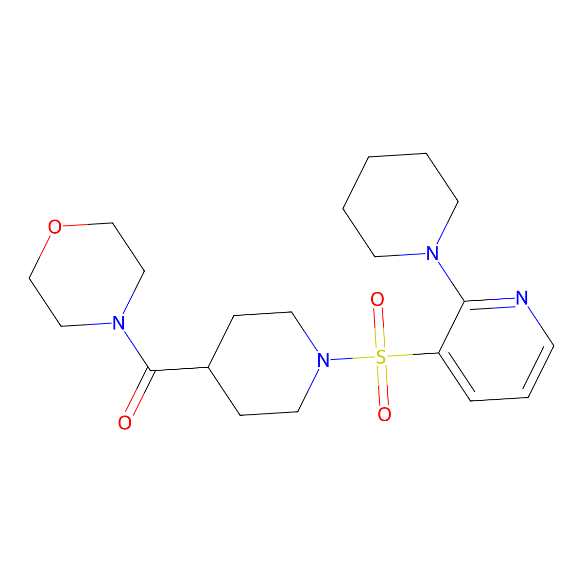 4-({1-[(2-Piperidin-1-ylpyridin-3-yl)sulfonyl]piperidin-4-yl}carbonyl)morpholine molecular structure, CAS 1291842-06-2