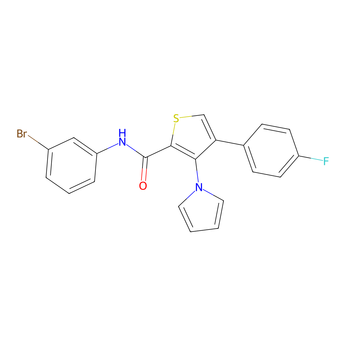 N-(3-bromophenyl)-4-(4-fluorophenyl)-3-(1H-pyrrol-1-yl)thiophene-2-carboxamide molecular structure, CAS 1291842-20-0