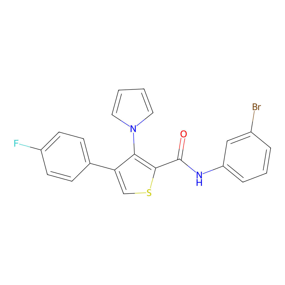 N-(3-bromophenyl)-4-(4-fluorophenyl)-3-(1H-pyrrol-1-yl)thiophene-2-carboxamide molecular structure, CAS 1291842-20-0