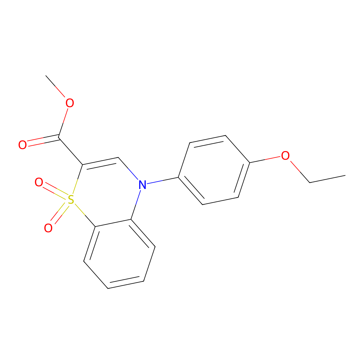 methyl 4-(4-ethoxyphenyl)-4H-1,4-benzothiazine-2-carboxylate 1,1-dioxide molecular structure, CAS 1291842-31-3