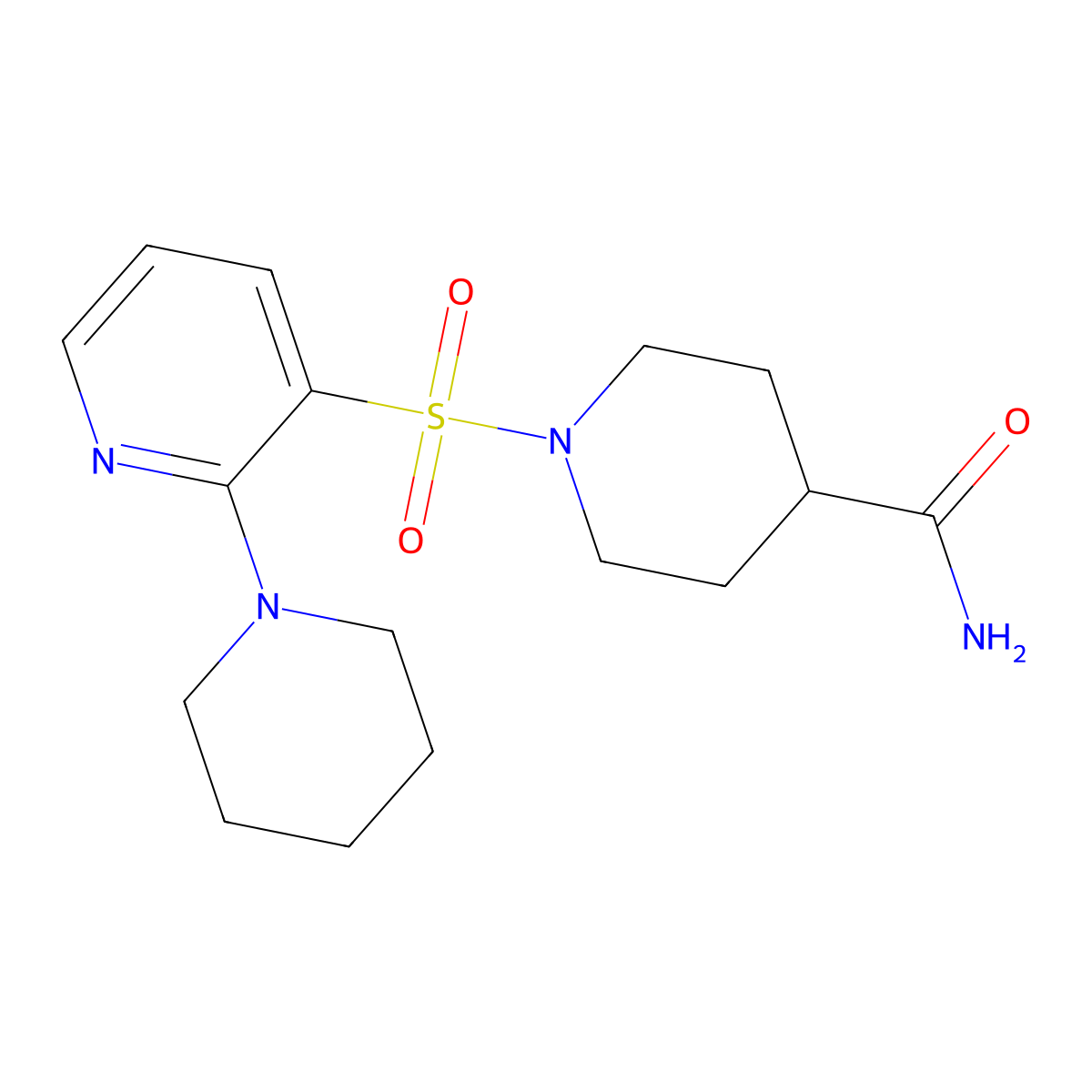 1-[(2-Piperidin-1-ylpyridin-3-yl)sulfonyl]piperidine-4-carboxamide molecular structure, CAS 1291842-39-1