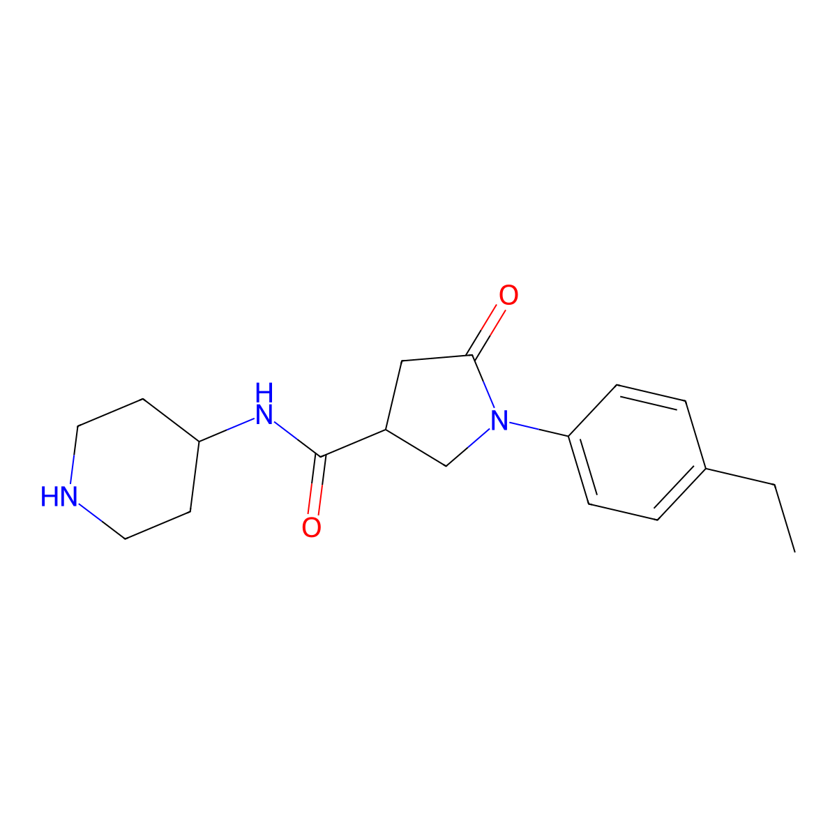 1-(4-ethylphenyl)-5-oxo-N-piperidin-4-ylpyrrolidine-3-carboxamide molecular structure, CAS 1291842-45-9