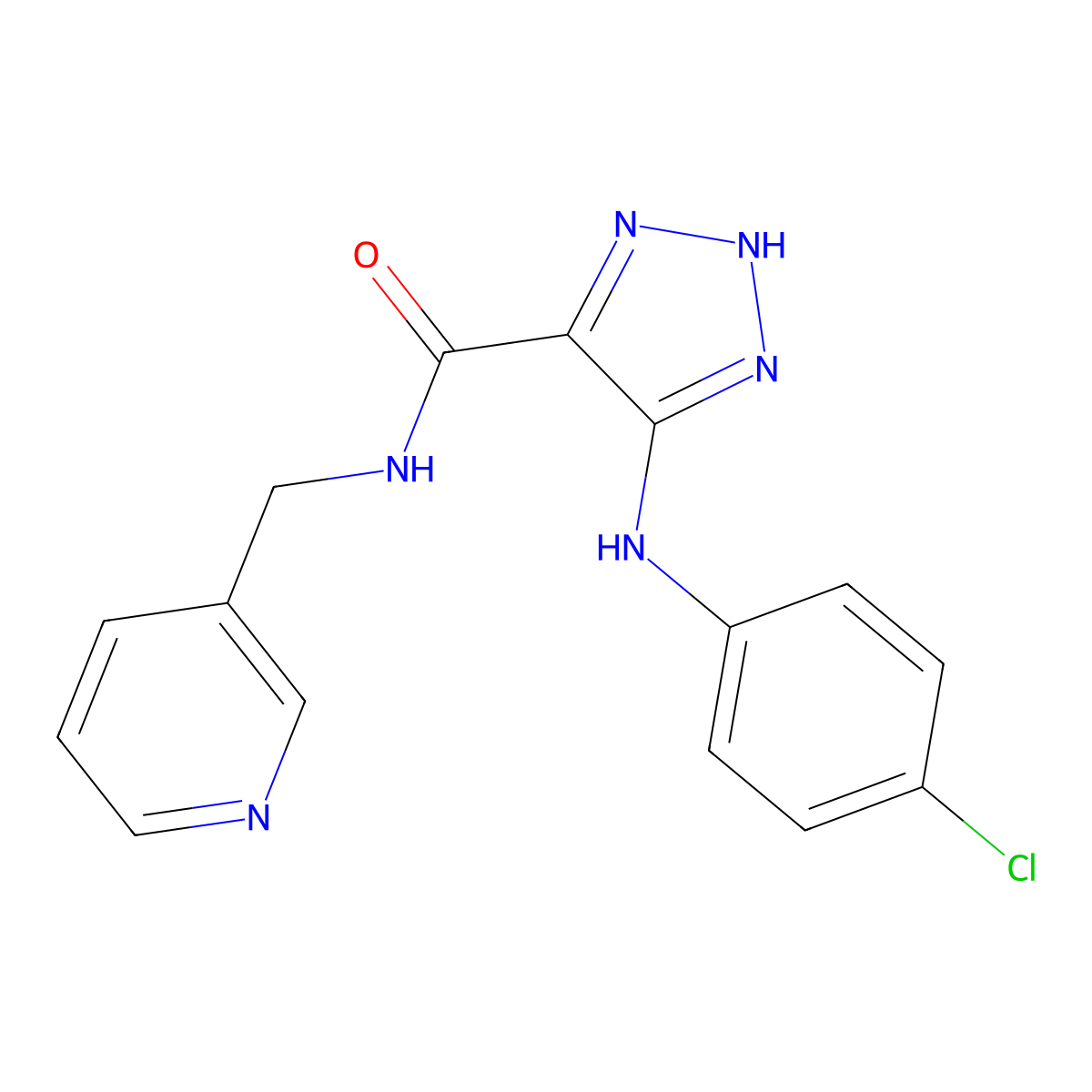 5-((4-chlorophenyl)amino)-N-(pyridin-3-ylmethyl)-1H-1,2,3-triazole-4-carboxamide molecular structure, CAS 1291842-74-4