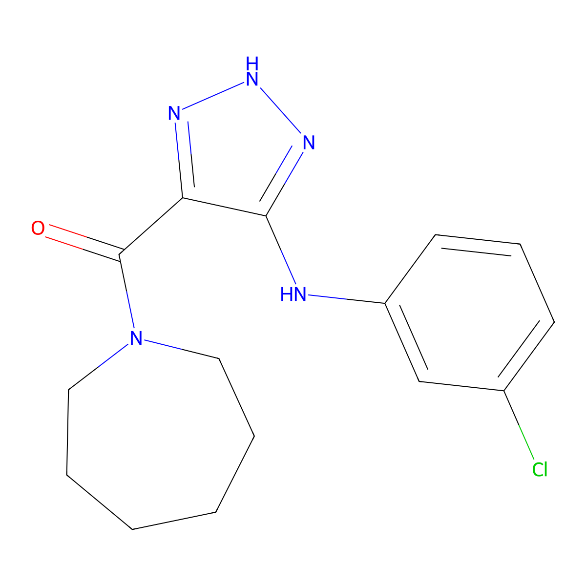 azepan-1-yl(5-((3-chlorophenyl)amino)-1H-1,2,3-triazol-4-yl)methanone molecular structure, CAS 1291843-00-9