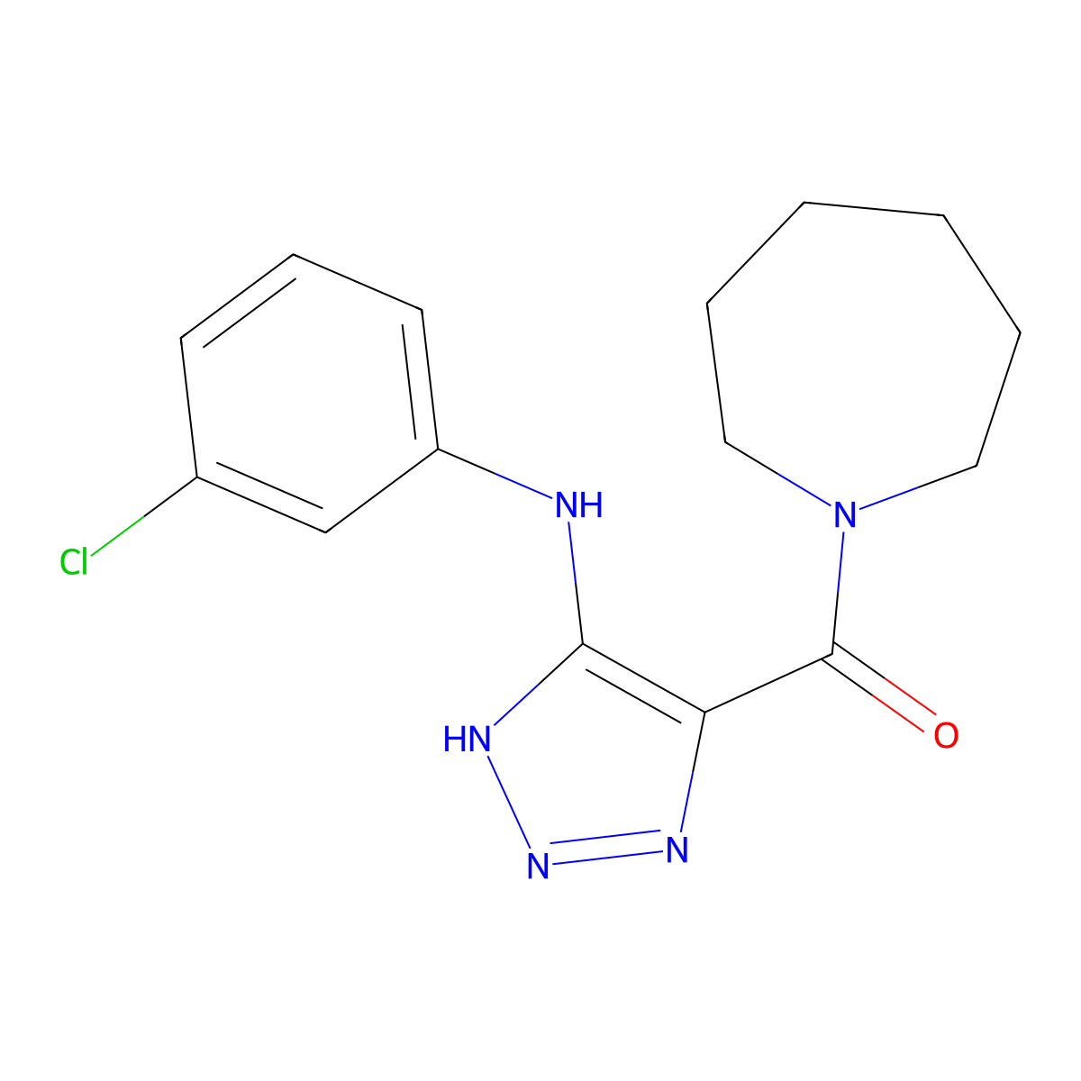 azepan-1-yl(5-((3-chlorophenyl)amino)-1H-1,2,3-triazol-4-yl)methanone molecular structure, CAS 1291843-00-9