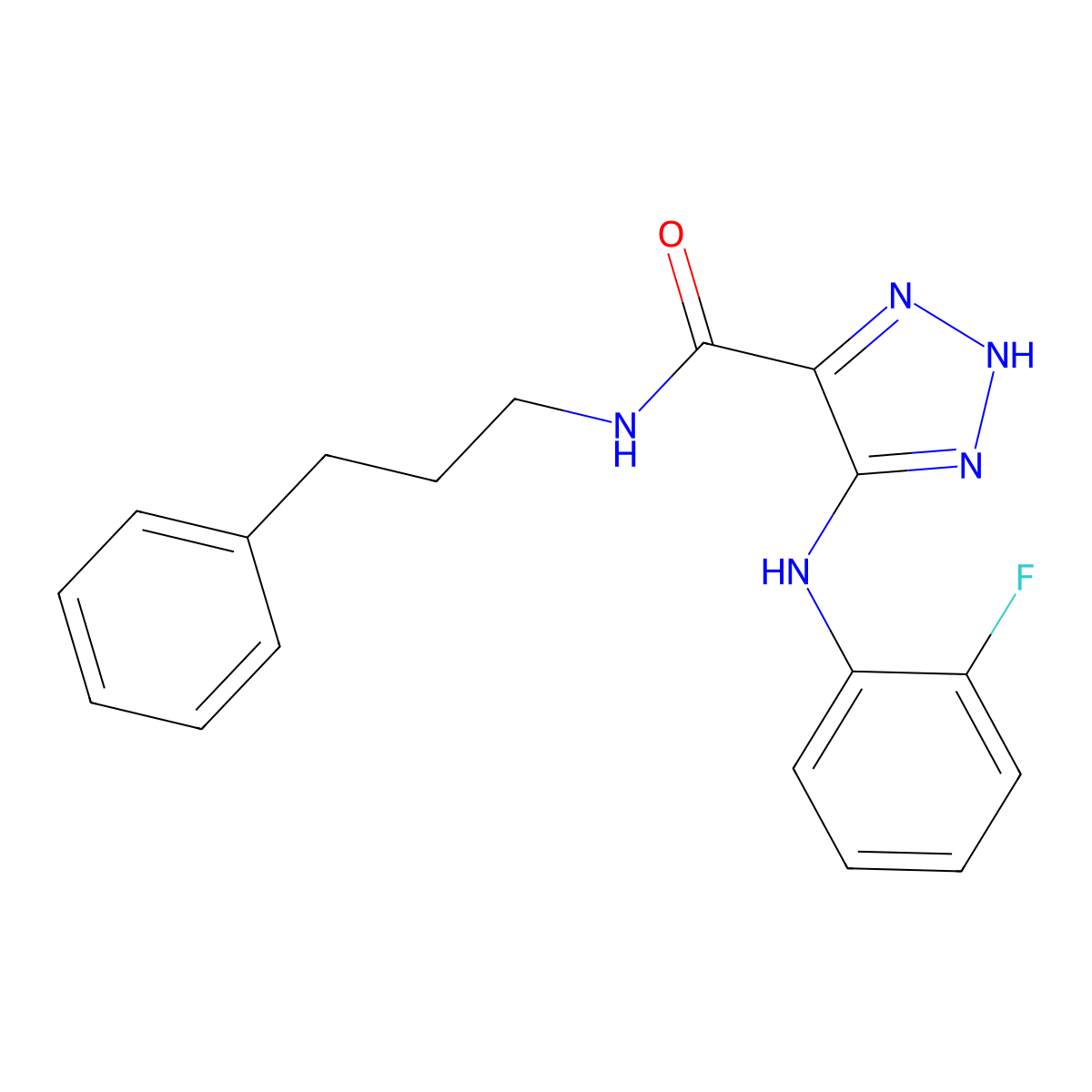 5-((2-fluorophenyl)amino)-N-(3-phenylpropyl)-1H-1,2,3-triazole-4-carboxamide molecular structure, CAS 1291843-07-6