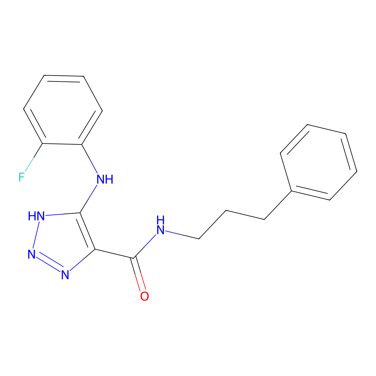 5-((2-fluorophenyl)amino)-N-(3-phenylpropyl)-1H-1,2,3-triazole-4-carboxamide molecular structure, CAS 1291843-07-6