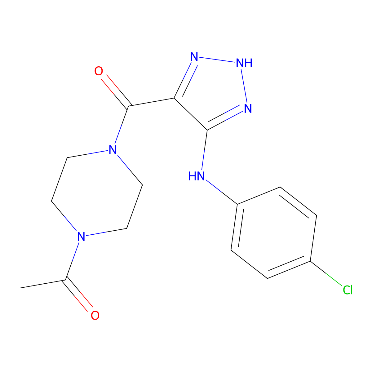1-[4-({5-[(4-chlorophenyl)amino]-1H-1,2,3-triazol-4-yl}carbonyl)piperazin-1-yl]ethanone molecular structure, CAS 1291843-19-0