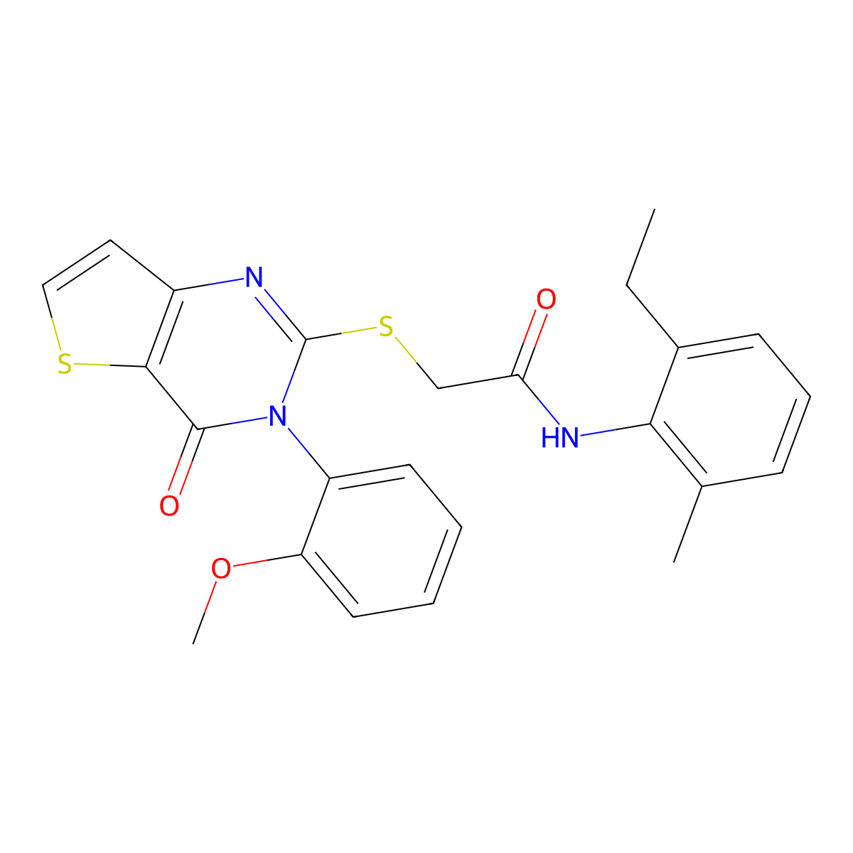 N-(2-ethyl-6-methylphenyl)-2-{[3-(2-methoxyphenyl)-4-oxo-3,4-dihydrothieno[3,2-d]pyrimidin-2-yl]sulfanyl}acetamide molecular structure, CAS 1291843-41-8