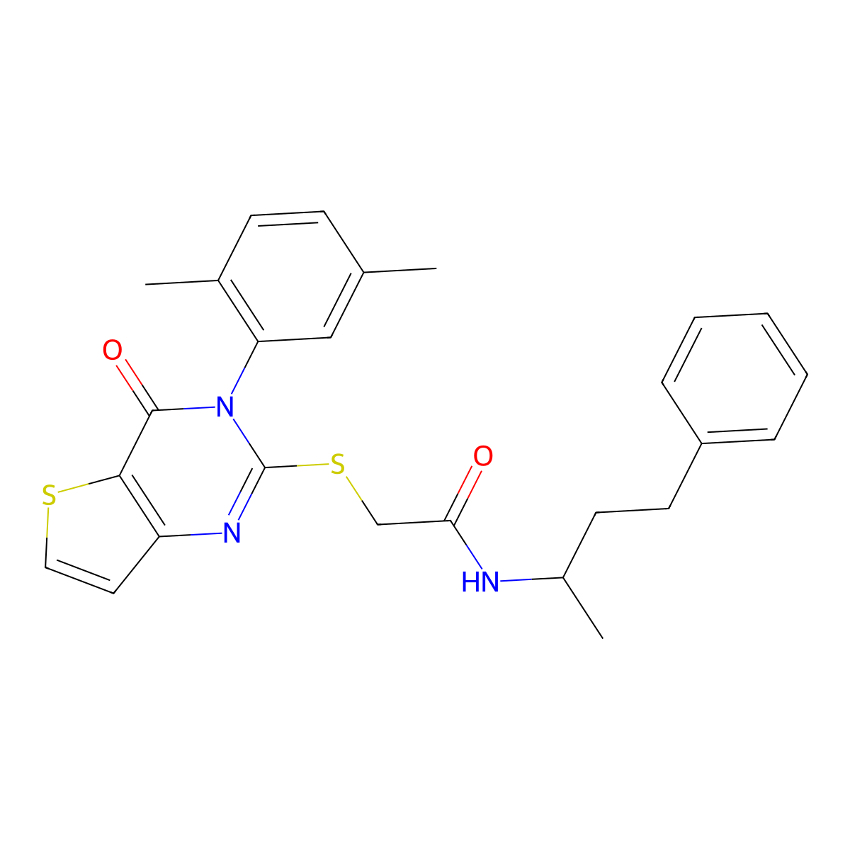 2-{[3-(2,5-dimethylphenyl)-4-oxo-3,4-dihydrothieno[3,2-d]pyrimidin-2-yl]sulfanyl}-N-(4-phenylbutan-2-yl)acetamide molecular structure, CAS 1291843-46-3