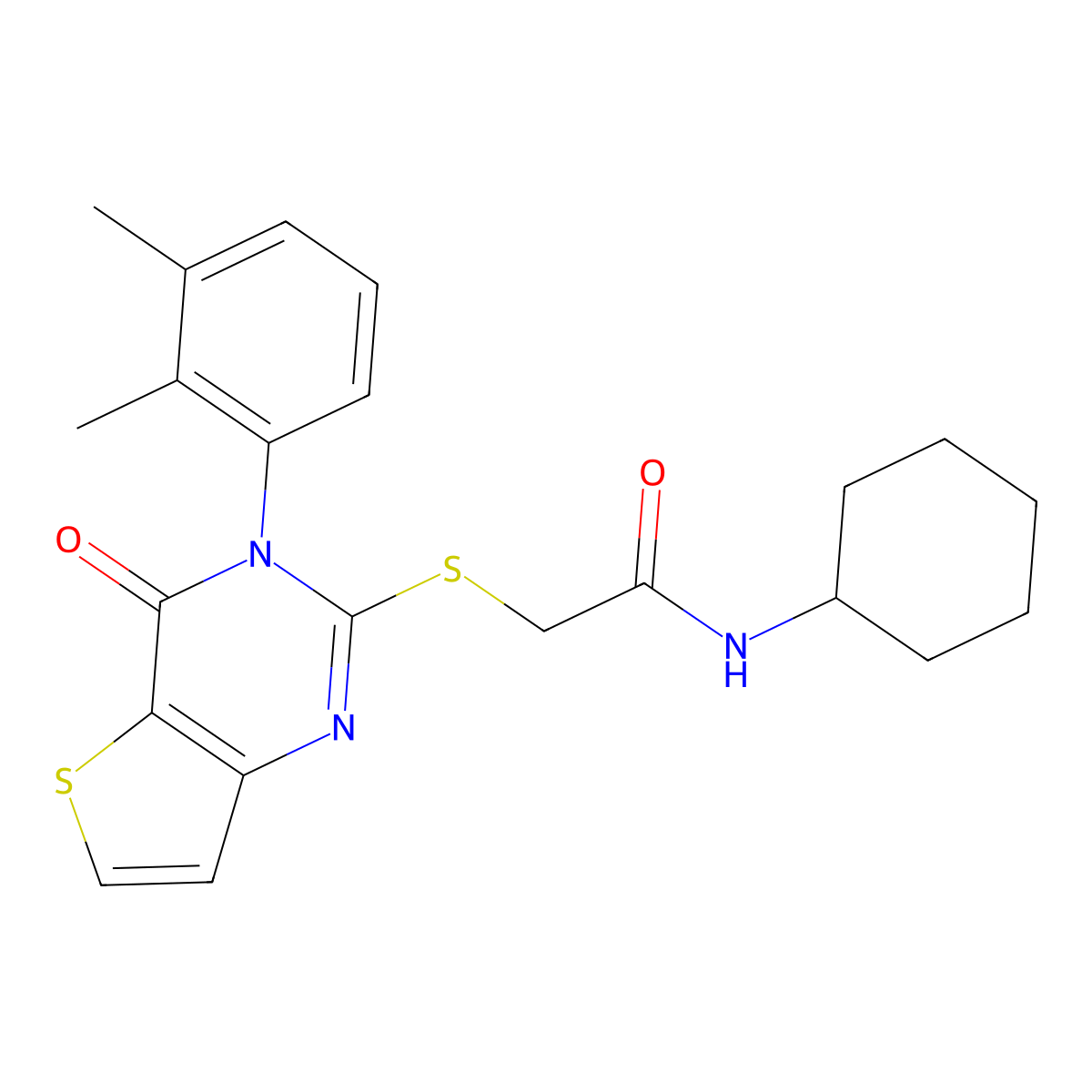 N-cyclohexyl-2-{[3-(2,3-dimethylphenyl)-4-oxo-3,4-dihydrothieno[3,2-d]pyrimidin-2-yl]sulfanyl}acetamide molecular structure, CAS 1291843-48-5