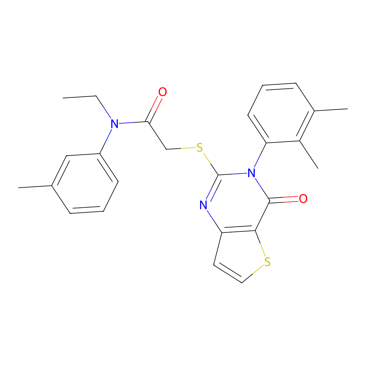2-{[3-(2,3-dimethylphenyl)-4-oxo-3,4-dihydrothieno[3,2-d]pyrimidin-2-yl]sulfanyl}-N-ethyl-N-(3-methylphenyl)acetamide molecular structure, CAS 1291843-49-6