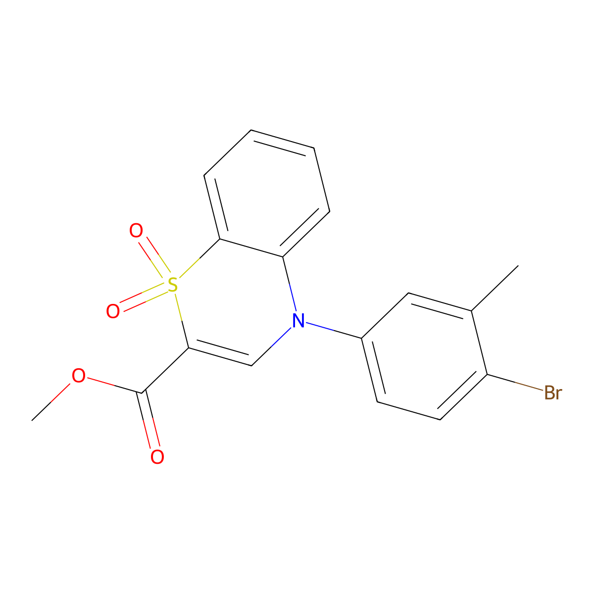 methyl 4-(4-bromo-3-methylphenyl)-4H-1,4-benzothiazine-2-carboxylate 1,1-dioxide molecular structure, CAS 1291844-03-5